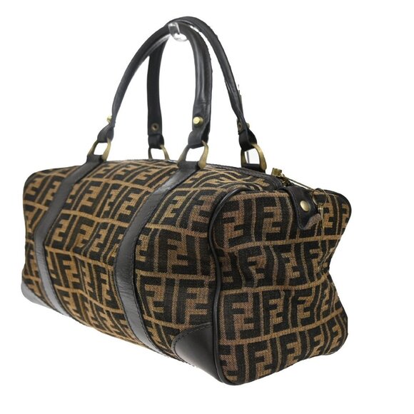 FENDI Logo Zucca Pattern Travel Hand Bag Canvas Leather Brown GHW Italy - Picture 5 of 5